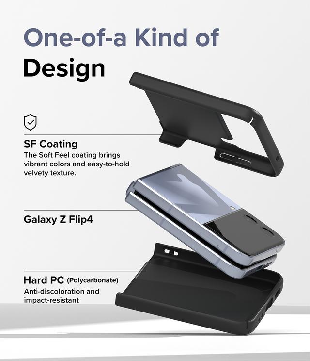 Ringke Slim Case Compatible with Samsung Galaxy Z Flip 4 5G (2022), Premium Thin Soft Hard PC with Non-Slip Grip Protective Phone Cover for Z Flip 4 (2022) - Black - SW1hZ2U6NjM3NjMz