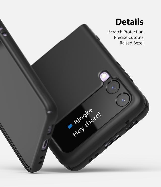 كفر سامسونغ مقاوم للصدمات - أسود Ringke Slim Case for Galaxy Z Flip 3 5G (2021) Anti-Cling Micro-Dot Technology Shockproof Protective - SW1hZ2U6NjM3NzA5