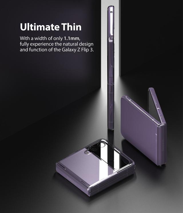Ringke Slim Case for Galaxy Z Flip 3 5G (2021) Anti-Cling Micro-Dot Technology Shockproof Protective [ Samsung Galaxy Z Flip 3 Case Supports Fast Wireless Charging ] - Clear - SW1hZ2U6NjM3NzMw