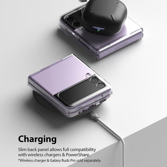 Ringke Slim Case for Galaxy Z Flip 3 5G (2021) Anti-Cling Micro-Dot Technology Shockproof Protective [ Samsung Galaxy Z Flip 3 Case Supports Fast Wireless Charging ] - Clear - SW1hZ2U6NjM3NzM0