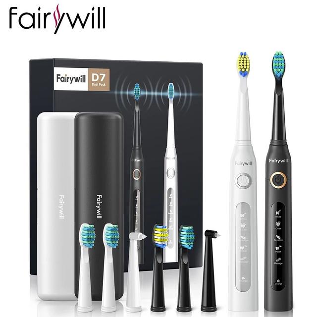 FairyWill D7 Double Pack Electric Toothbrushes - SW1hZ2U6NjQwNjM5