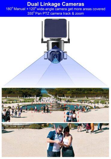 كاميرا المراقبة الخارجية بالطاقة الشمسية بعدستين Dual Linkage 4G Solar PTZ Smart Camera - 7}
