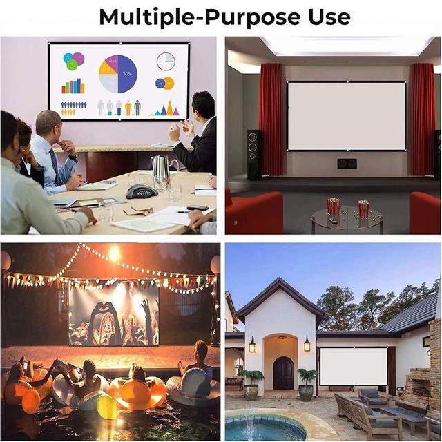 Wownect 4k Projector Screen Roll [ 100 Inch ] 16:9 PVC Fabric Rollable Full HD Projection Screen for Outdoor Movies, Office Presentation, 3D Movies, Sports, Indoor Projector Screen For Bedroom Wall - SW1hZ2U6NjM4MDAy