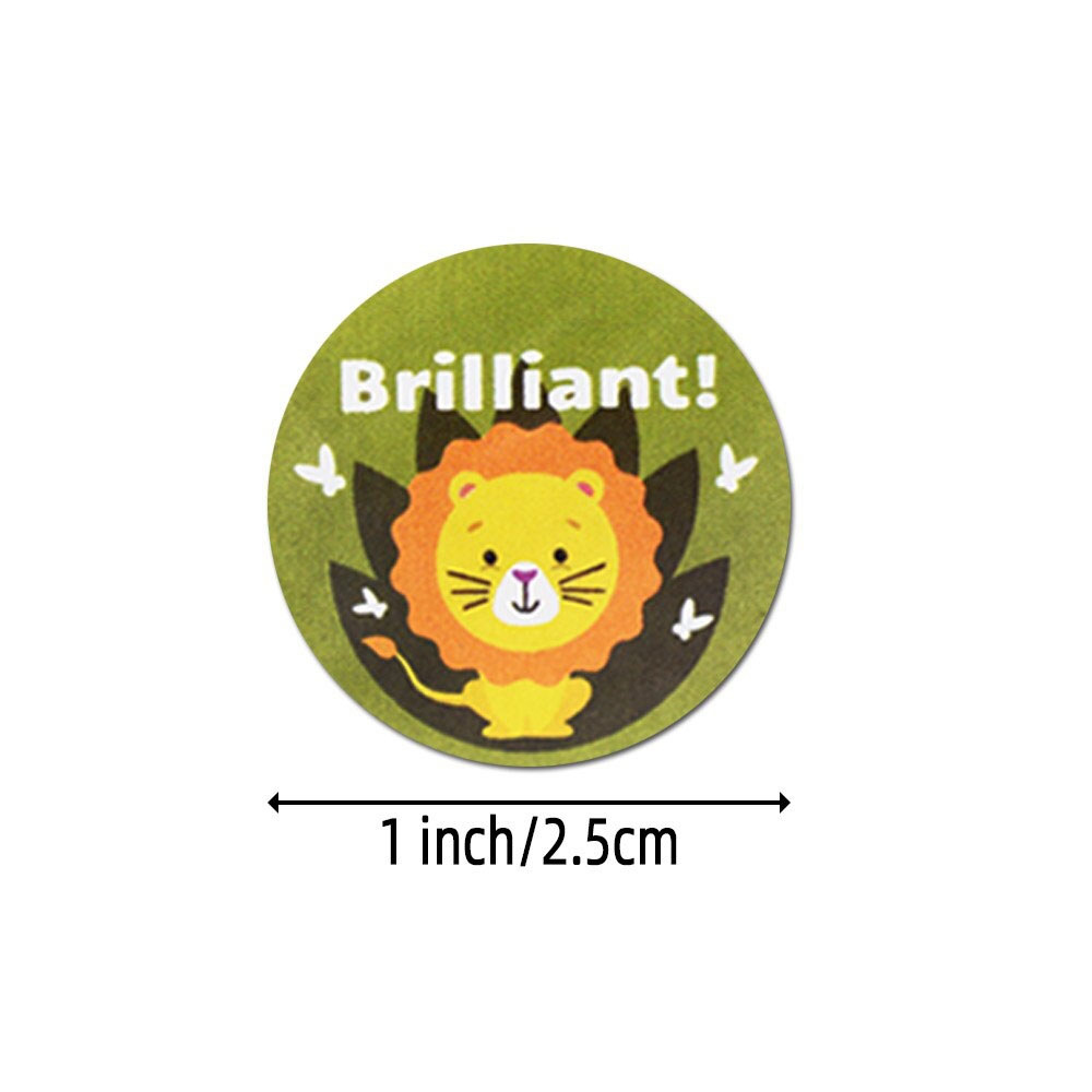 مجموعة ملصقات (ستيكرات) دائرية تشجيعية للأطفال 500 قطعة Adorable Animal Encouragement Stationery Stickers Round [1 inch][500 Pcs Labels] - Wownect