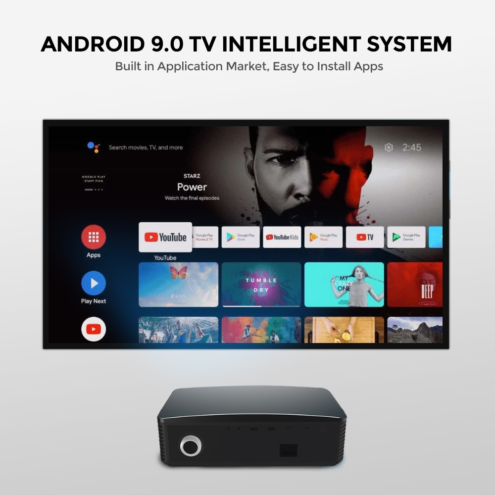 بروجكتر 1080PX آندرويد مع شاشة عرض 150" أسود Android Home Theater Video Projector - Wownect