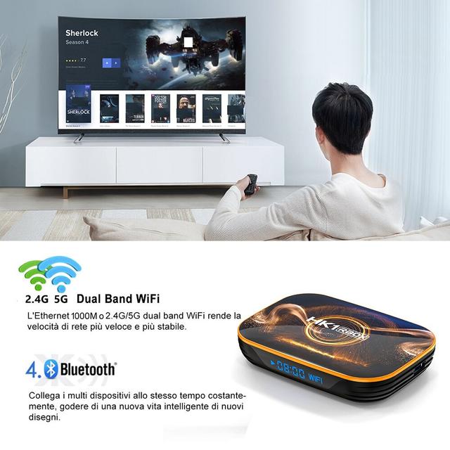 Wownect HK1 RBOX R1 Mini Smart Android Tv Box [2GB / 16GB] Android 11.0, 4K TV Receiver Media Player Smart TV BOX Android Set Top Box -Black - SW1hZ2U6NjM4NzU4