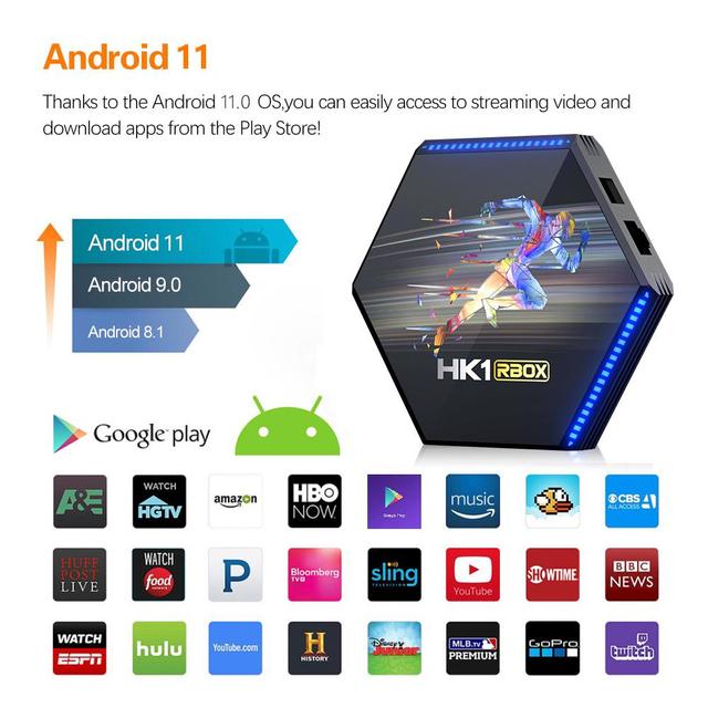 Wownect HK1 RBOX R2 Mini Smart Android Tv Box [4GB /32GB] Android 11.0, 4K TV Receiver Media Player Smart TV BOX Android Set Top Box -Black - SW1hZ2U6NjM4NzY3