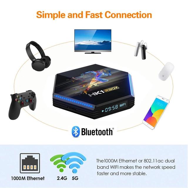Wownect HK1 RBOX R2 Mini Smart Android Tv Box [4GB /32GB] Android 11.0, 4K TV Receiver Media Player Smart TV BOX Android Set Top Box -Black - SW1hZ2U6NjM4Nzcx