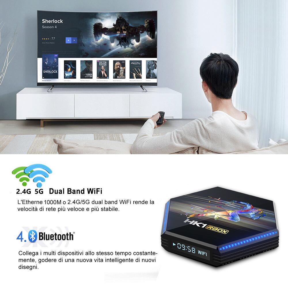 رسيفر انترنت واي فاي 16 جيجا 4 K وونكت Wownect HK1 RBOX R2 Mini Smart Android Tv Box