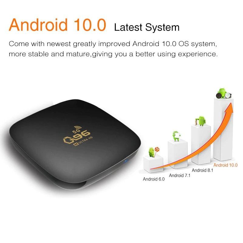 ريسيفر واي فاي - 16 جيجابايت Wownect Q96 Mini Smart Android 10.0 Tv box Amlogic S905L Quad Core 2.4G / 5G WIFI 4K - cG9zdDo2MzkwOTA=