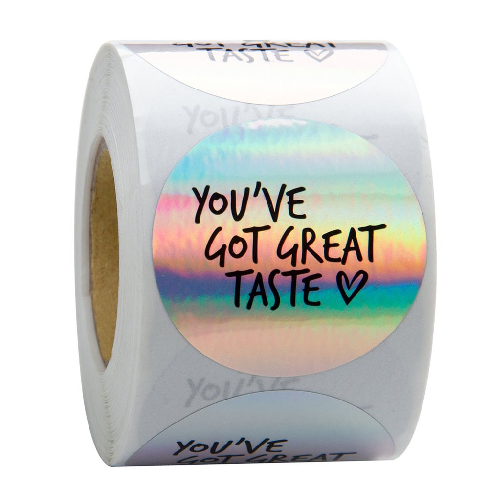 مجموعة ملصقات (ستيكرات) نجاح دائرية ملونة 500 قطعة Rainbow Laser YOU'VE GOT GREAT TASTE Stationery Stickers Round [1 inch][500 Pcs Labels] - Wownect