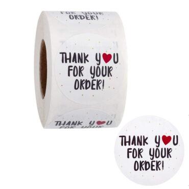 مجموعة ملصقات (ستيكرات) شكراً لطلبك دائرية ملونة 1000 قطعة Thank You For Your Order Sticker Round [1 inch][1000 Stickers] - Wownect