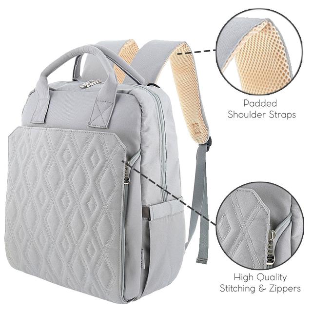 حقيبة حفاضات للعناية بالاطفال رمادية بامبلي بيرد Bumble & Bird Grey Multifunctional Diaper Backpack - SW1hZ2U6NjU0MDE2