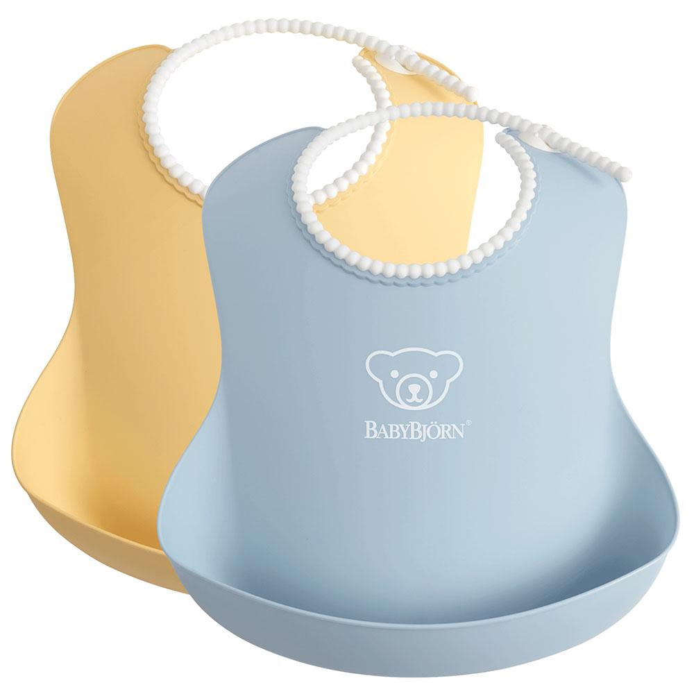 مريلة اطفال حزمة 2في1 أصفر و ازرق Baby Bib - BABYBJORN