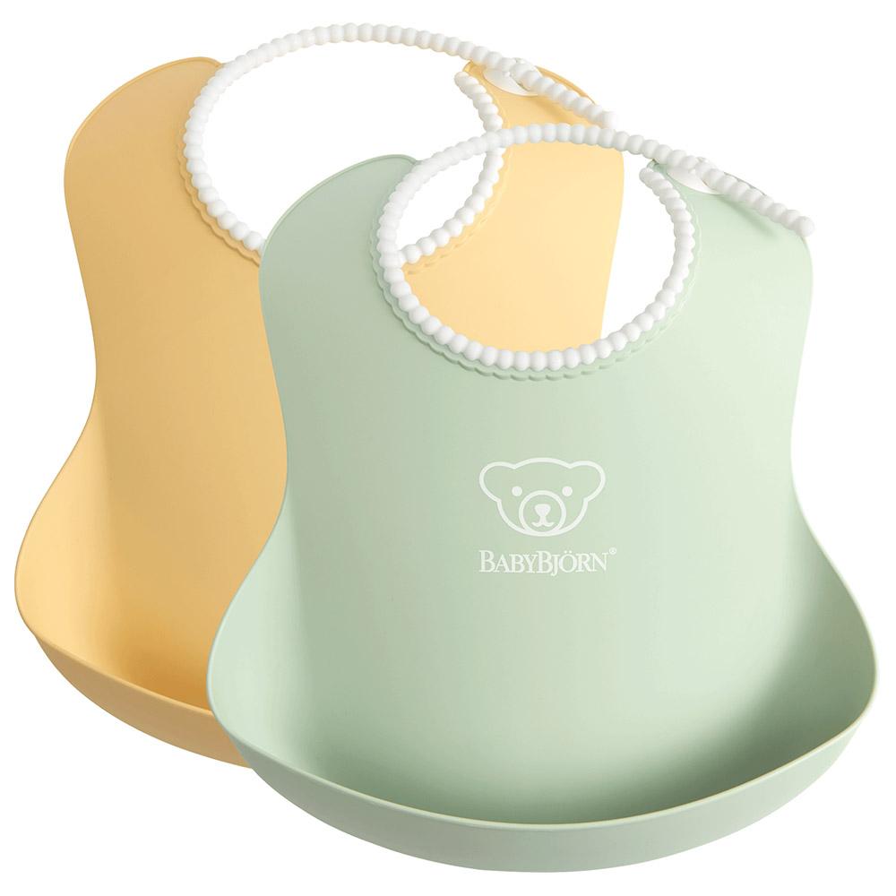 مريلة اطفال حزمة 2في1 اخضر واصفر Baby Bib - BABYBJORN