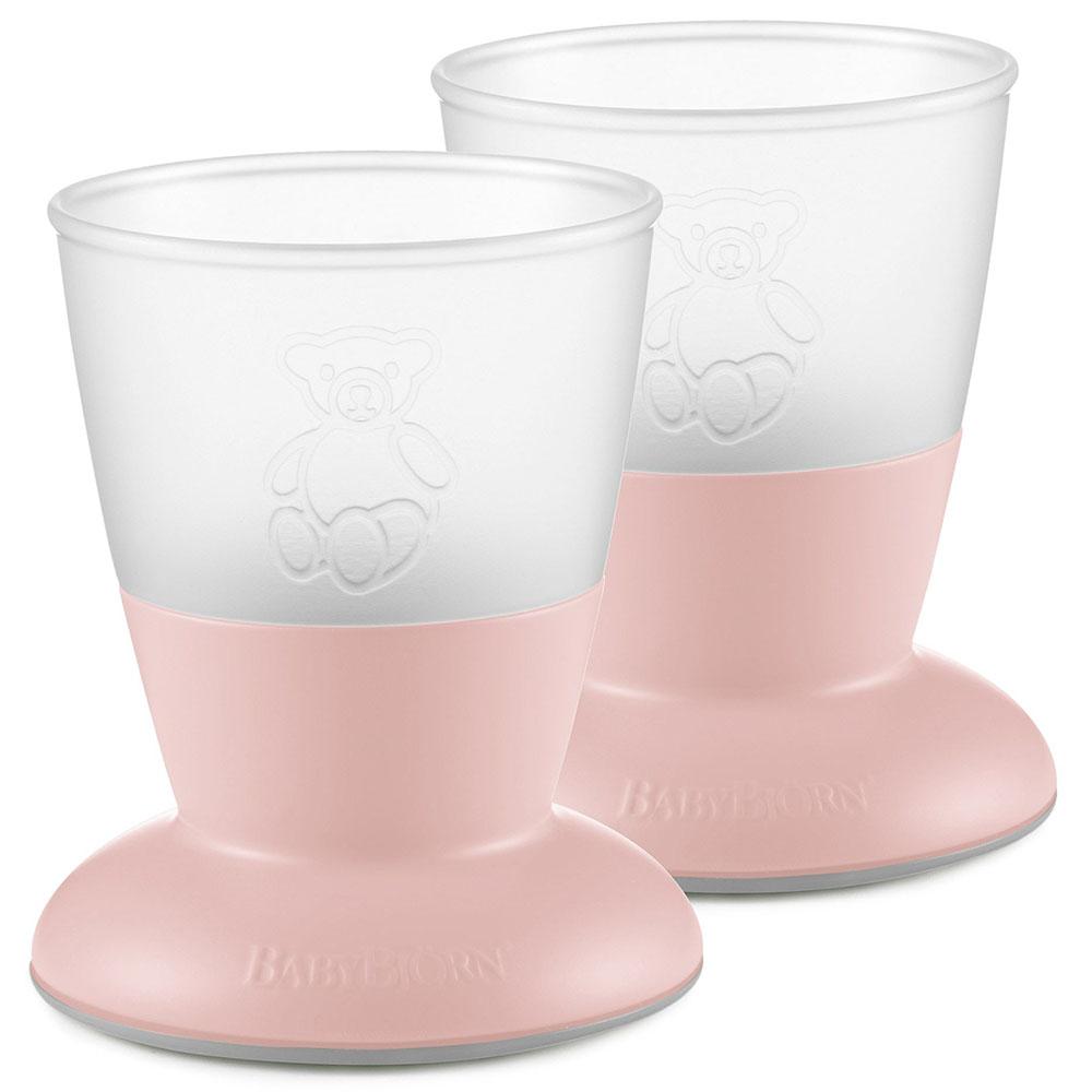 كؤوس بلاستيك للأطفال حزمة 2في1 زهري Baby Cup - BABYBJORN