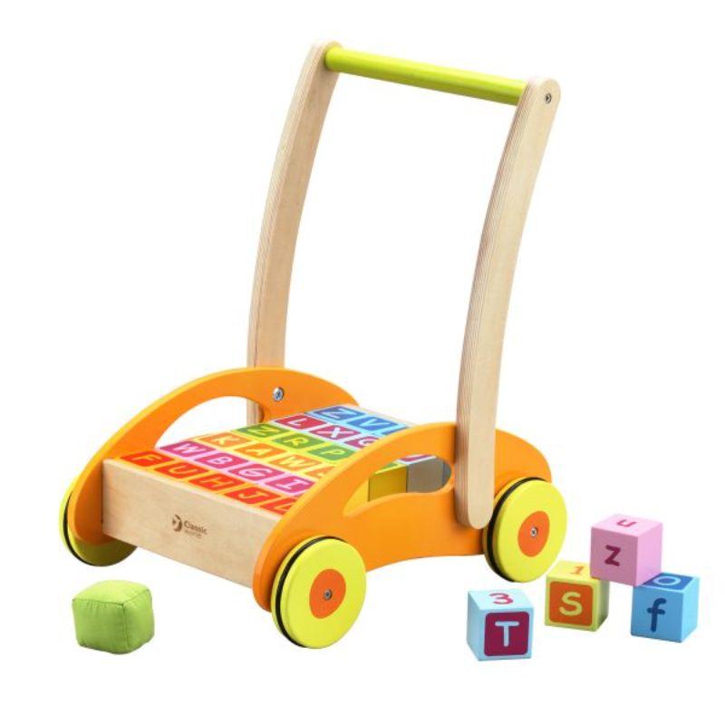 مشاية اطفال مع مكعبات كلاسيك وورلد خشب classic world baby walker with blocks