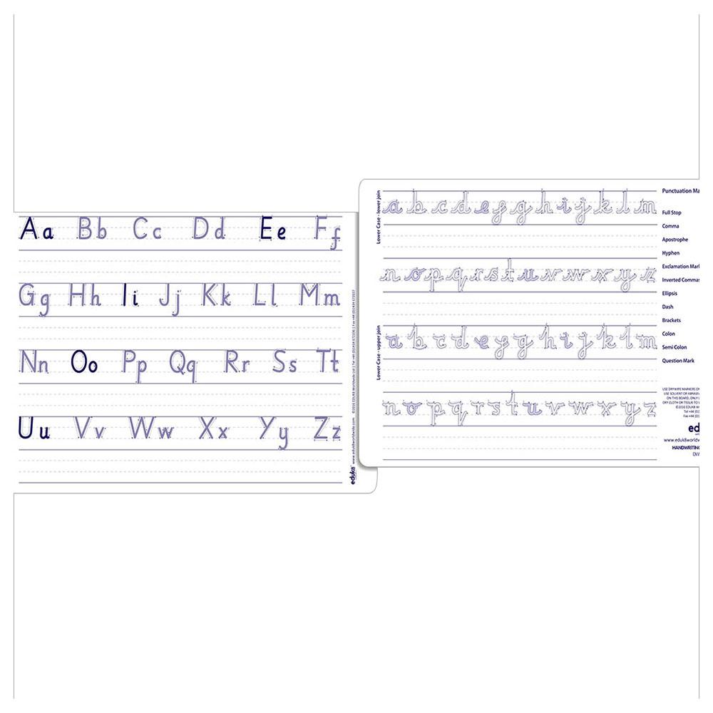 لعبة تعلم الأبجدية للأطفال Eduk8 Worldwide TDry Erase Handwriting Boards A4 Pack of 30