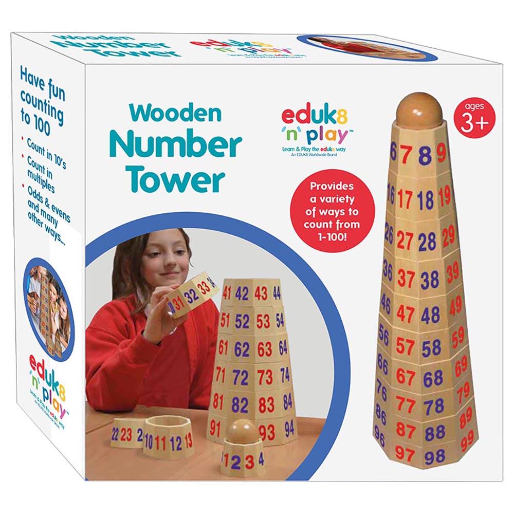 لعبة تعلم العد للأطفال Eduk8 Worldwide Wooden Number Tower