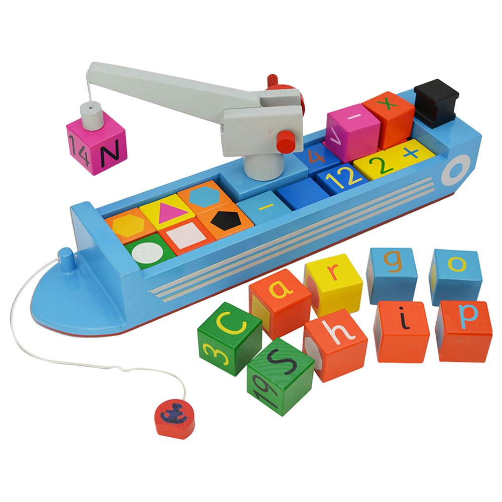 لعبة تعلم الأبجدية للأطفال Eduk8 Worldwide Cargo Ship Stacking Toy