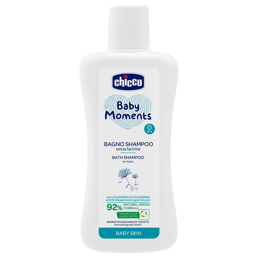 شامبو اطفال شيكو مع بلسم 200 مل Chicco Baby Moments Bath Shampoo No Tears 200ml