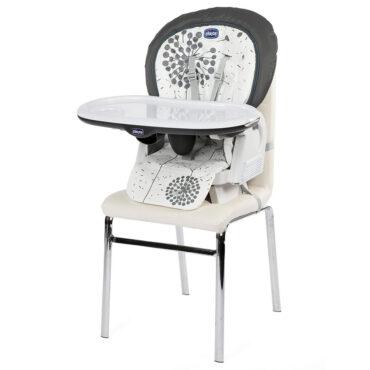 كرسي طعام اطفال لون أبيض و أسود قابل للطي شيكو Chicco Polly Progress High Chair