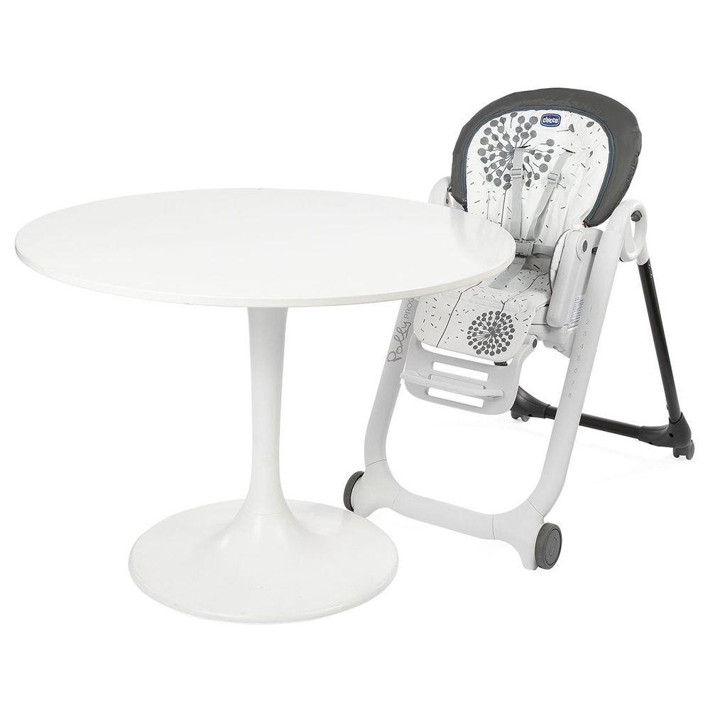 كرسي طعام اطفال لون أبيض و أسود قابل للطي شيكو Chicco Polly Progress High Chair