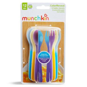 ملعقة وشوكة عدد 6 ملونة للاطفال منشكين Munchkin Color Change Forks & Spoons