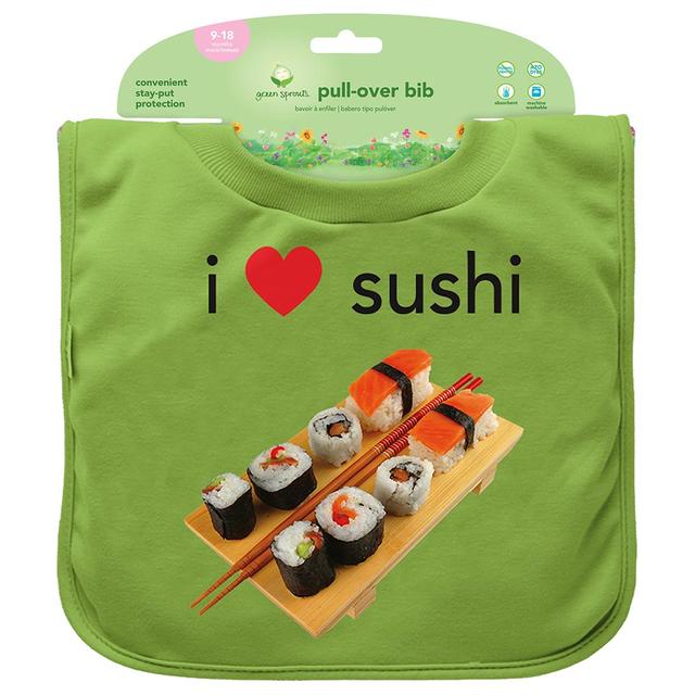 مريلة للاطفال لون أخضر Green Sprouts - Pull-Over Food Bib Green Sushi - SW1hZ2U6NjYyMTk1