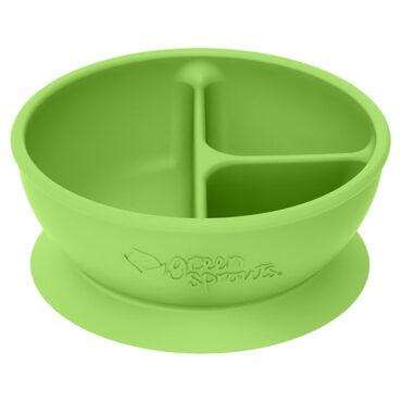 وعاء طعام مقسم سيليكون للأطفال لون أخضر Green Sprouts - Learning Bowl