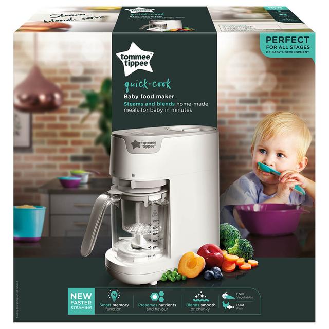 Tommee Tippee Quick Cook Baby Food Steamer Blender + Baby Food Blender + Pop Ups Freezer Pots & Tray x 4 - SW1hZ2U6NjY1NTI2