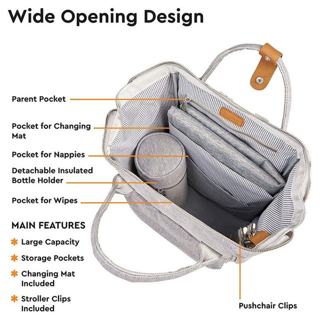 شنطة ظهر للعناية بالأطفال (حقيبة تغيير الحفاضات للأطفال)  BabaBing - Mani Backpack Changing Bag - SW1hZ2U6NjQ0NjAw