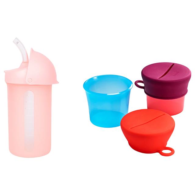 Tomy Boon Boon - Snack Containers w/ Lids & Straw Bottle 10oz - Pink - SW1hZ2U6NjY0NTQy