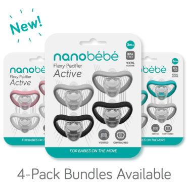 لهاية أطفال (مصاصة) 4 قطع - أسود ورمادي Nanobebe - Baby Active Pacifiers Pack Of 4