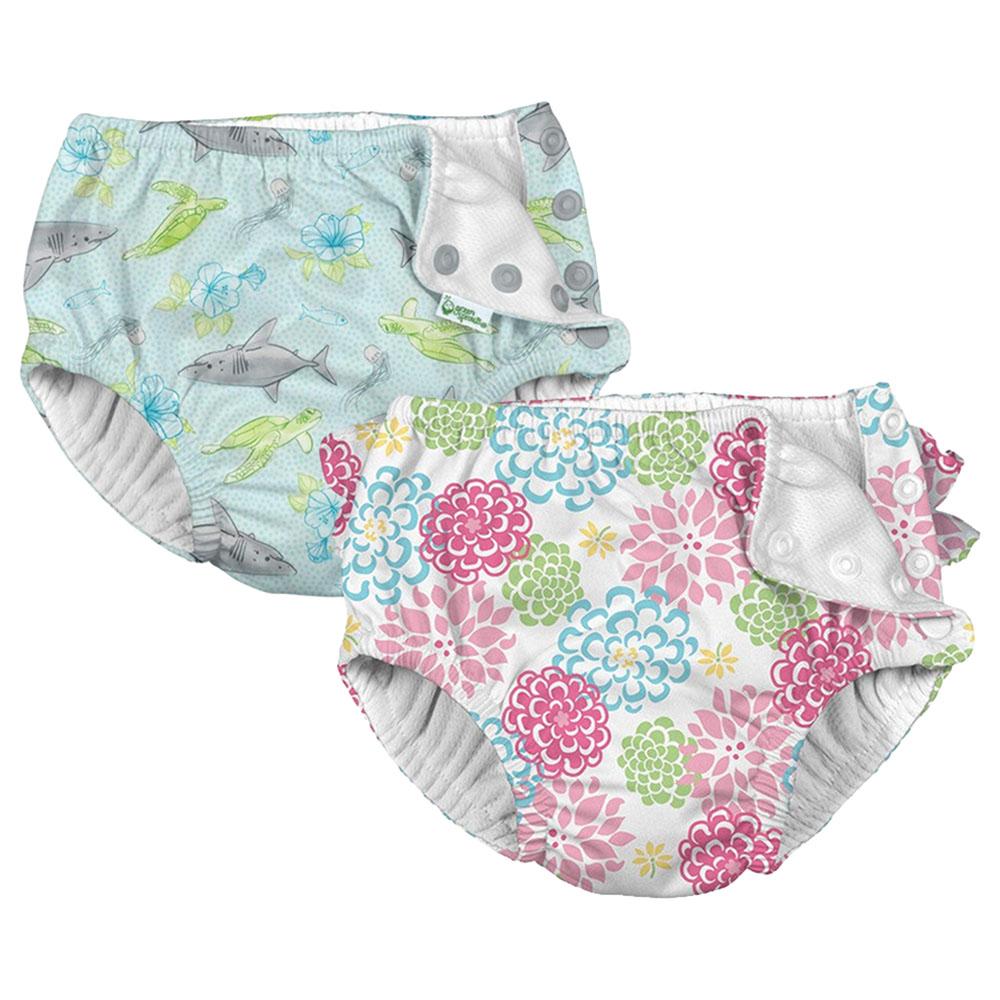 حفاض سباحة عدد 2 للأطفال Green Sprouts - Snap Reusable Swimsuit Diaper