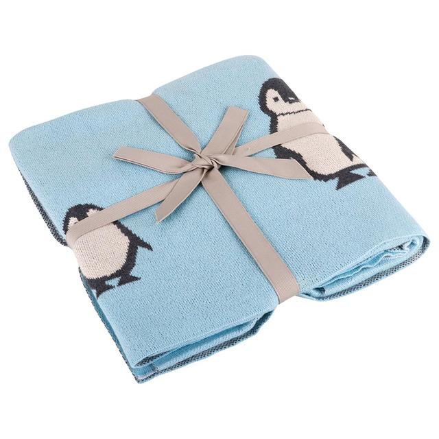 بطانية اطفال (بطانية بيبي) - أزرق Pluchi - Knitted Kids Blanket Penguin Family - SW1hZ2U6NjY2ODMy
