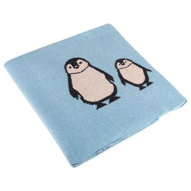 بطانية اطفال (بطانية بيبي) - أزرق Pluchi - Knitted Kids Blanket Penguin Family - SW1hZ2U6NjY2ODM2