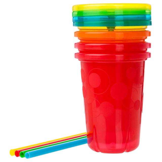 طقم أدوات مائدة للأطفال بلاستيك حزمة 16في1 Take And Toss Straw Cups & Multi-Pack Feeding Set - The First Years - SW1hZ2U6NjY3Njgy