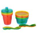 طقم أدوات مائدة للأطفال بلاستيك حزمة 16في1 Take And Toss Straw Cups & Multi-Pack Feeding Set - The First Years - SW1hZ2U6NjY3Njg4