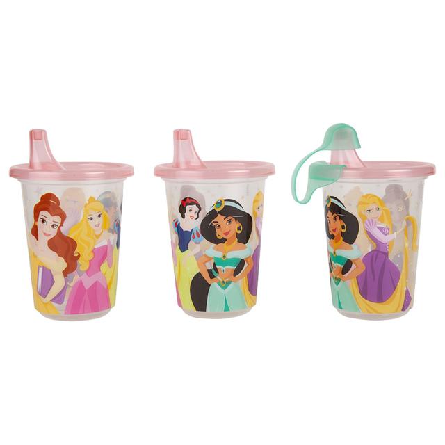 صحن بلاستيك مقسم مع كوب شرب للأطفال حزمة 4في1 Princess Take & Toss Sippy Cup & Two Sided Plate  - The First Years - SW1hZ2U6NjY3NzIw