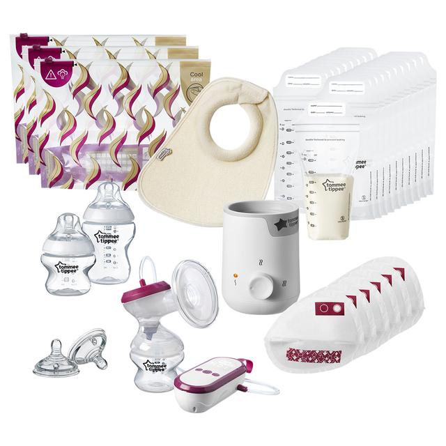 مجموعة مضخة الثدي الكهربائية مع رضاعات و جهاز تدفئة الرضاعات Tommee Tippee Made For Me Complete Breast Feeding Kit - SW1hZ2U6NjQ0Mjcx
