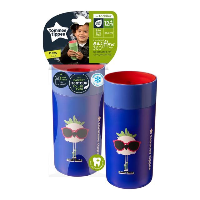 كوب شرب للاطفال حافظ للحرارة ضد الانسكاب 227ml ازرق Easiflow Tumbler Insulated 360 Beaker Cup - Tommee Tippee - SW1hZ2U6NjY4NTk2