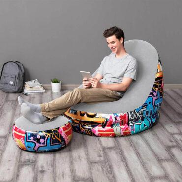 كرسي هوائي ( كرسي هواء قابل للنفخ ) مع مسند قدمين من بيست واي  Bestway Graffiti Comfort Cruiser
