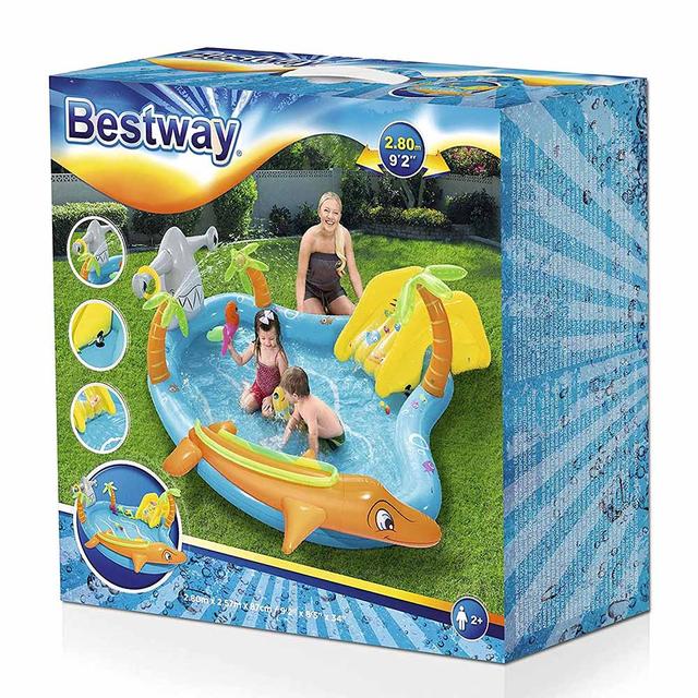مسبح ونطاطة للأطفال قابل للنفخ مع زحليقة بيست واي Bestway Play Center Sea Life 180 x 257 x 87cm - SW1hZ2U6NjkxMTg3