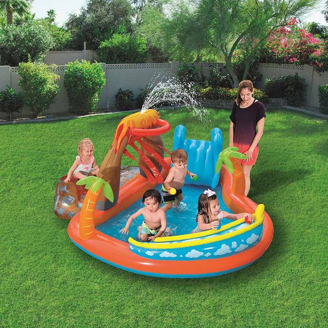 مسبح ونطاطة للأطفال قابل للنفخ مع زحليقة بيست واي Bestway Playcenter Lava Lagoon - SW1hZ2U6NjkxMTk0
