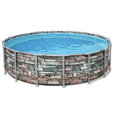 مسبح (حوض سباحة منزلي) 19480 لتر مع نظام فلترة و غطاء مسبح من بيست واي Bestway Pool Powersteel Graph 4.88x1.22M