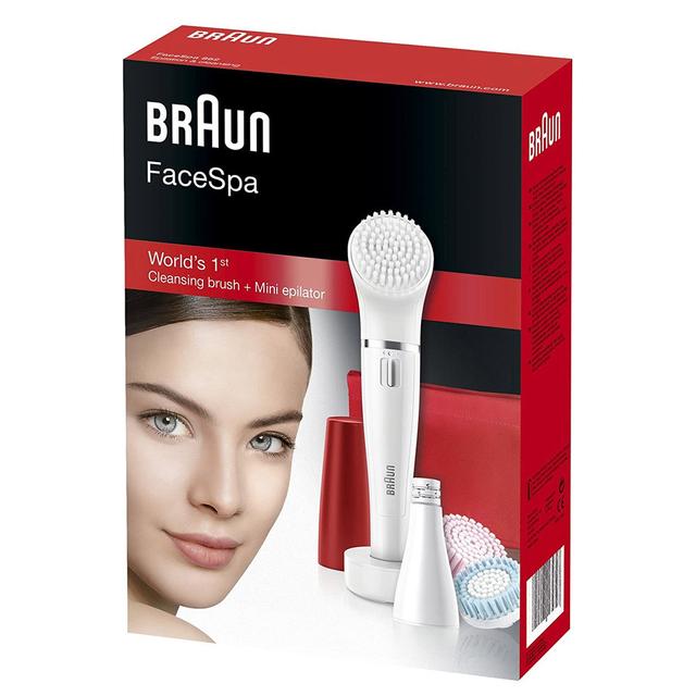 جهاز تنظيف البشرة والحلاقة النسائية براون مع رأسين Braun Face 852 Facial Epilator & Facial Cleansing Brush - SW1hZ2U6Njk1NzQy