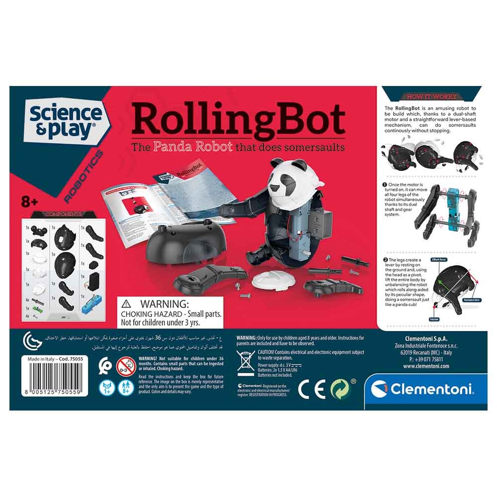 لعبة روبوت باندا للأطفال كلمنتوني Clementoni Battery Operated Rolling Robot