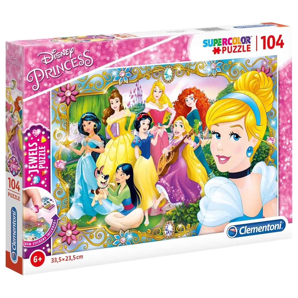 لعبة بزل تطبيقات للأطفال أميرات ديزني 104 قطعة كلمنتوني Clementoni Jewels Princess Jigsaw Puzzle - 104pcs