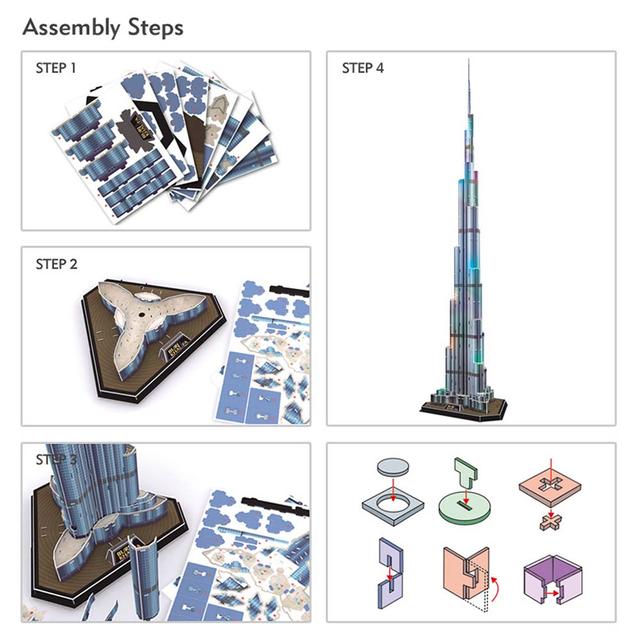 بزل 3D على شكل برج خليفة 136 قطعة مع إضاءة LED CubicFun 3D Puzzle LED Burj Khalifa - SW1hZ2U6Njk0MjUw